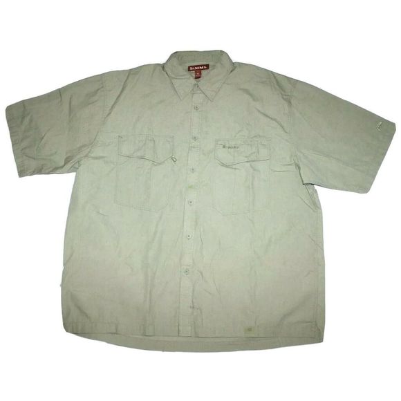 SIMMS Short Sleeve Button Front Hiking Fish Shirt‎ - Picture 1 of 5